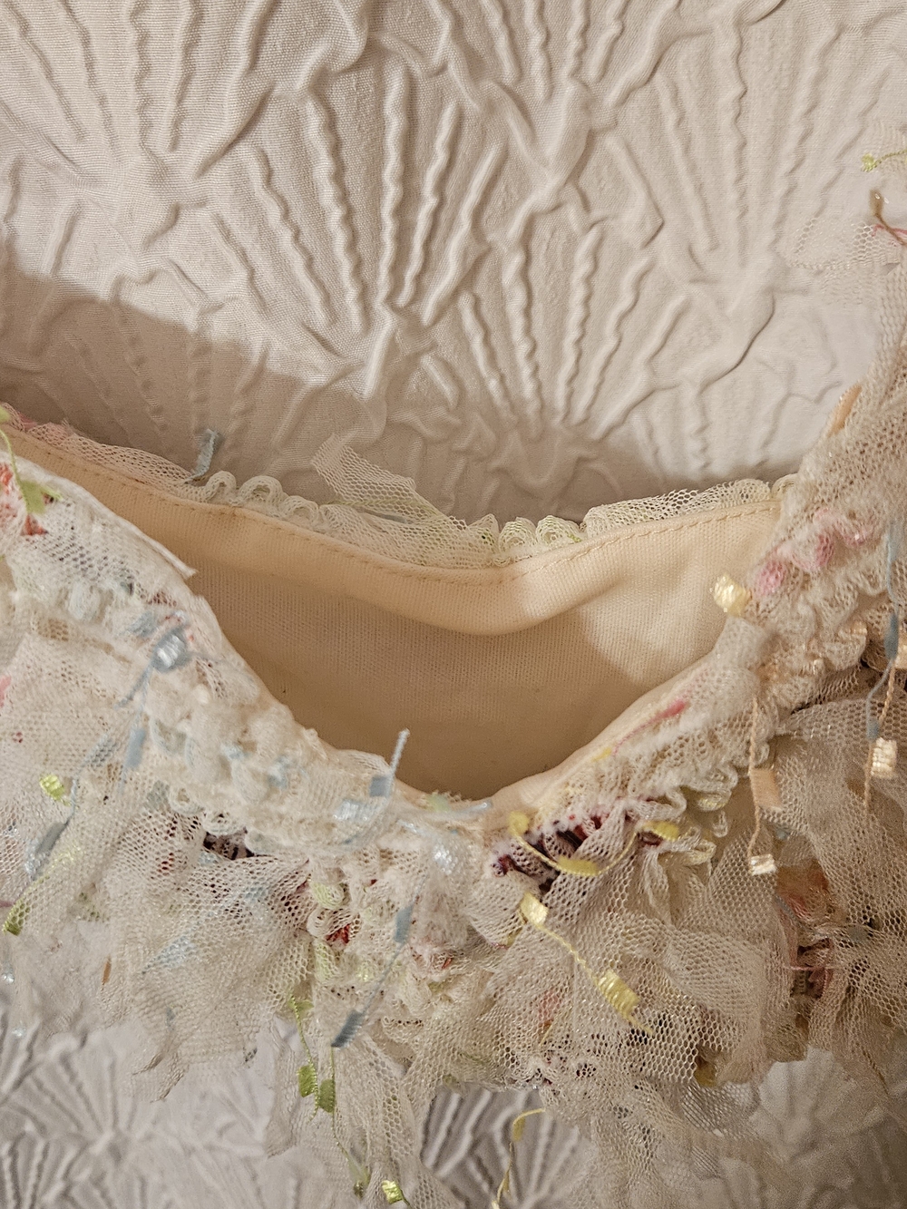 Ivory Ruffle Ribbon Layered - Picture 10 of 12
